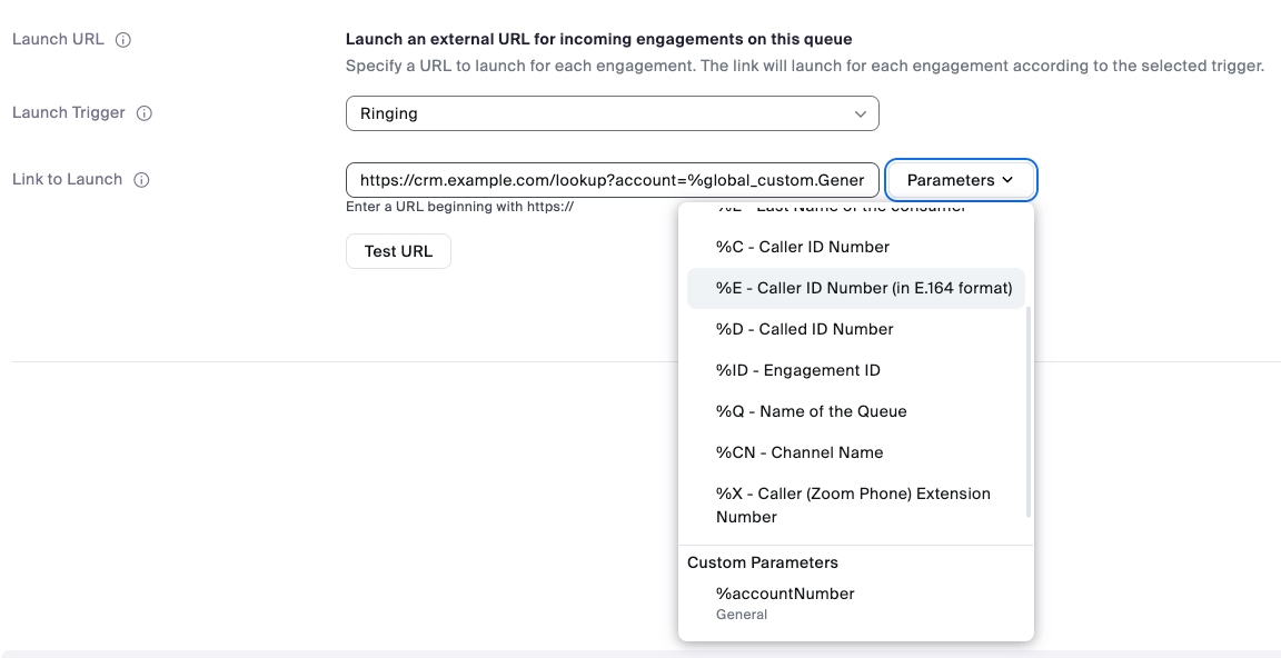 Custom URL screen pops