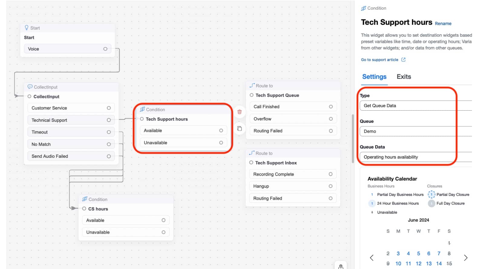 Checking the Queue level Operating Hours schedule in the app.