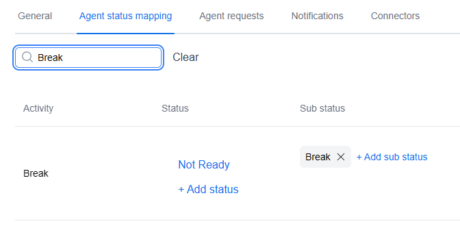 Another example of setting Agent Status Mapping via the menu.