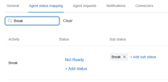 Another example of setting Agent Status Mapping via the menu.