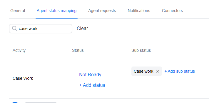 Another example of setting Agent Status Mapping via the menu.